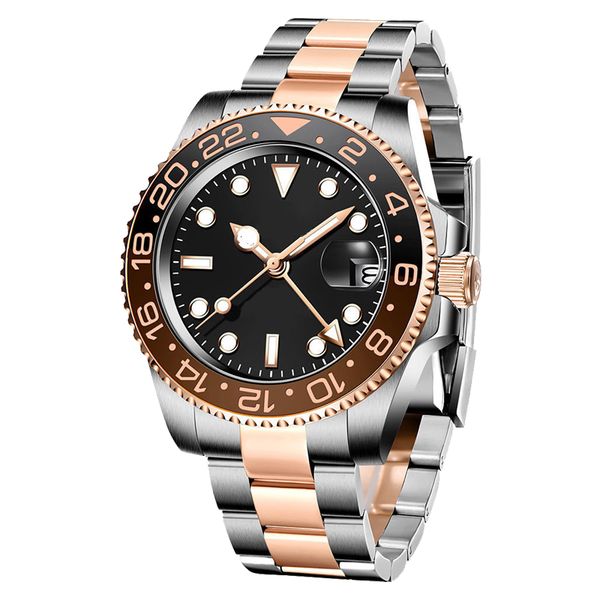 men's gmt automatic watch 40mm with box sapphire glass full stainless steel movement super luminous business luxury waterproof wristwat, Slivery;brown
men's gmt automatic watch 40mm with box sapphire glass full stainless steel movement super luminous business luxury waterproof wristwat, Slivery;brown