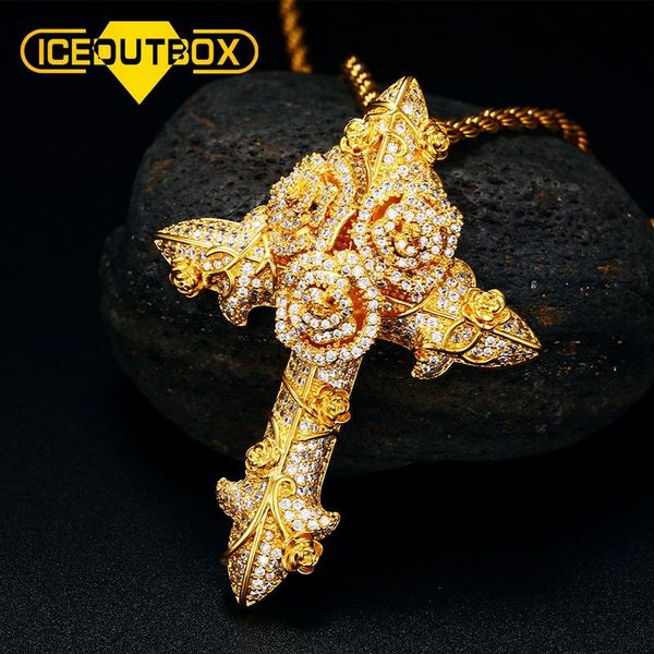 necklaces iceoutbox religious jesus cross flower pendant necklaces 4mm tennis chain gold bling cubic zircon men's hip hop rock jewelry, Silver
necklaces iceoutbox religious jesus cross flower pendant necklaces 4mm tennis chain gold bling cubic zircon men's hip hop rock jewelry, Silver