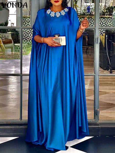 plus size dresses size 5xl vonda women party summer long maxi dress fashion satin sundress bohemian round neck 3/4 bat sleeve vestidos robe, Black
plus size dresses size 5xl vonda women party summer long maxi dress fashion satin sundress bohemian round neck 3/4 bat sleeve vestidos robe, Black