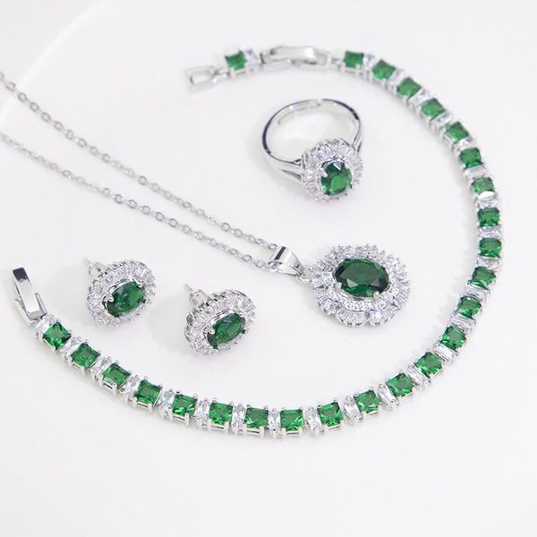 necklace russian july style green stone silver bridal jewelry for women adjustable ring earrings necklace with bracelet drop shipping t61
necklace russian july style green stone silver bridal jewelry for women adjustable ring earrings necklace with bracelet drop shipping t61