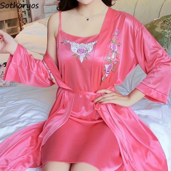 women's sleepwear robe gown set icesilk 2pcs floral fashion lace up chic thin womens bathrobe home nightwear comfortable 230520, Black;red
women's sleepwear robe gown set icesilk 2pcs floral fashion lace up chic thin womens bathrobe home nightwear comfortable 230520, Black;red