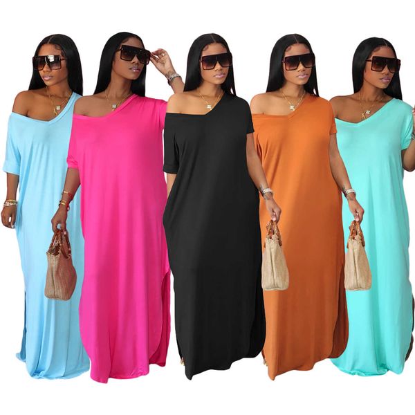 fashion short sleeve hem split deep v-neck loose dress t-shirt long skirt, White;black
fashion short sleeve hem split deep v-neck loose dress t-shirt long skirt, White;black