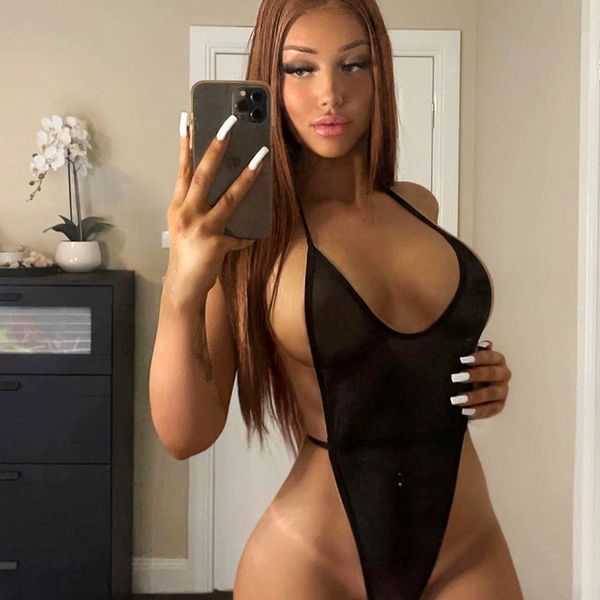 new for summer women's swimwear see-through mesh hanging neck backless onesie solid colors bathing suits designer bikini, White;black
new for summer women's swimwear see-through mesh hanging neck backless onesie solid colors bathing suits designer bikini, White;black