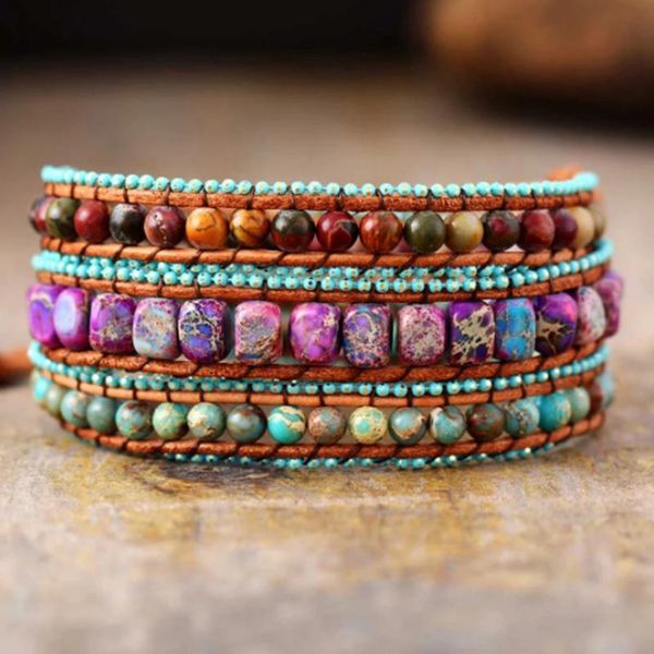 bangle oaiite multilayer turquoise jasper emperor stone wrap bracelets natural gemstone leather bracelets bangle boho healing jewelry, Black
bangle oaiite multilayer turquoise jasper emperor stone wrap bracelets natural gemstone leather bracelets bangle boho healing jewelry, Black