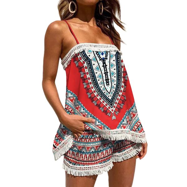 women's tshirt women vintage printing pants suit spaghetti strap fringed camisole and loose fit shorts casual everyday wear sxl 230520, White
women's tshirt women vintage printing pants suit spaghetti strap fringed camisole and loose fit shorts casual everyday wear sxl 230520, White