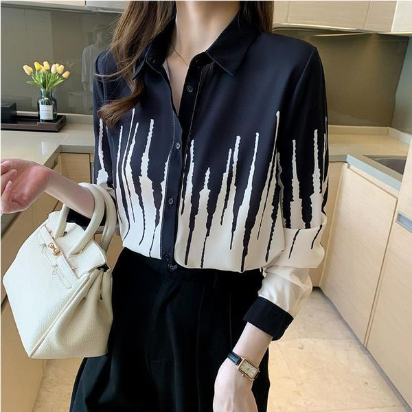 women's blouses shirts vintage printed lapel long sleeve button oversized chiffon shirt autumn casual loose commute women's blous, White
women's blouses shirts vintage printed lapel long sleeve button oversized chiffon shirt autumn casual loose commute women's blous, White