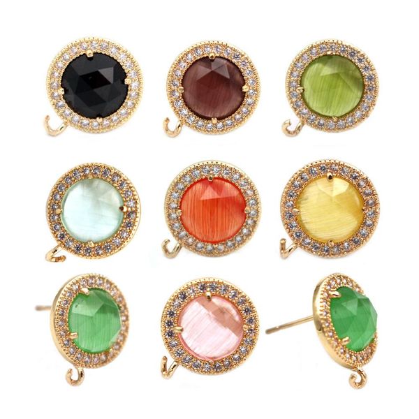 knot 6pairs gold plated faceted round cats eye stone earrings post connectors cz paved for diy women fashion dangle earrings making, Silver
knot 6pairs gold plated faceted round cats eye stone earrings post connectors cz paved for diy women fashion dangle earrings making, Silver