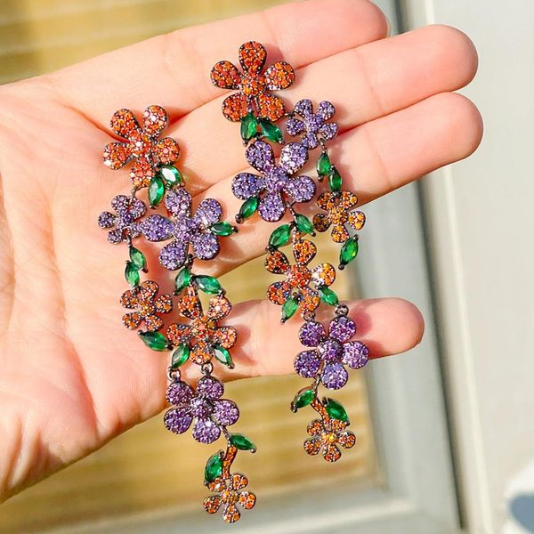 knot cwwzircons unique luxurious dangly drop cluster flower extra long cz earrings for women engagement party wedding jewelry cz284, Silver
knot cwwzircons unique luxurious dangly drop cluster flower extra long cz earrings for women engagement party wedding jewelry cz284, Silver