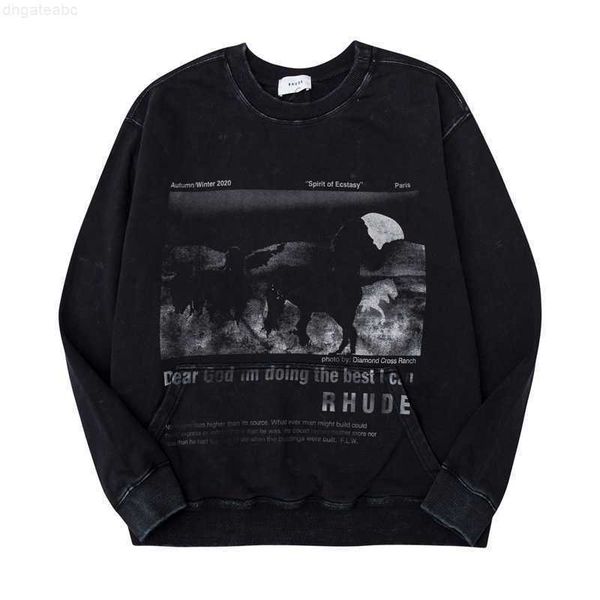 mens hoodies sweatshirts designer clothing roaring little eyes rhude washed vintage texture pony printed high street loose pullov, Black
mens hoodies sweatshirts designer clothing roaring little eyes rhude washed vintage texture pony printed high street loose pullov, Black