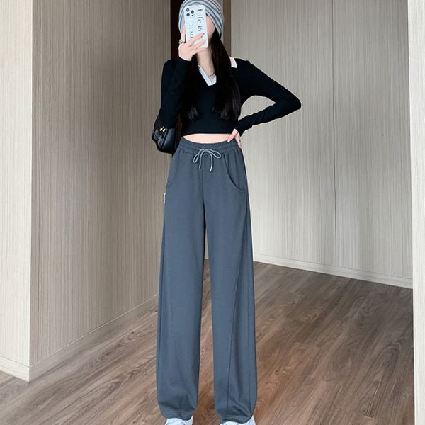 women's pants 's black drawstring sweatpants fashion high waist straight wide leg simplicity baggy bind feet trouser ladies autumn, Black;white
women's pants 's black drawstring sweatpants fashion high waist straight wide leg simplicity baggy bind feet trouser ladies autumn, Black;white