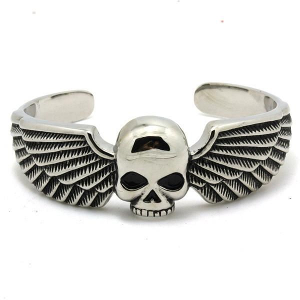 bangle new selling cool biker skull bracelet 316l stainless steel man angel wing golden biker bracelet, Black
bangle new selling cool biker skull bracelet 316l stainless steel man angel wing golden biker bracelet, Black