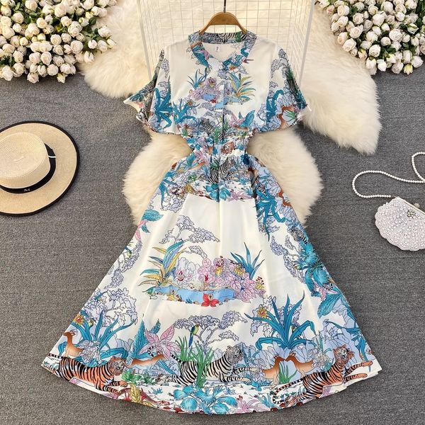 summer fashion runway style round neck dress ruffled waist with ink painting print a-line dress elegant large swing long skirt, Black;gray
summer fashion runway style round neck dress ruffled waist with ink painting print a-line dress elegant large swing long skirt, Black;gray