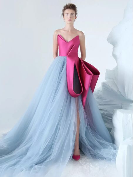 new a line evening dresses formal prom party gown v-neck strapless floor-length sweep train tulle satin long backless split plus size custom, Black
new a line evening dresses formal prom party gown v-neck strapless floor-length sweep train tulle satin long backless split plus size custom, Black
