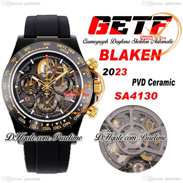 getf blaken sa4130 automatic chronograph skeleton gold dial mens watch pvd 904l steel all black rubber strap super edition reloj hombre mont, Slivery;brown
getf blaken sa4130 automatic chronograph skeleton gold dial mens watch pvd 904l steel all black rubber strap super edition reloj hombre mont, Slivery;brown