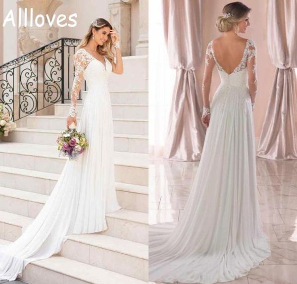 beach boho wedding gowns with long sleeves bohemian lace appliques a line chiffon garden bridal dress v neck sweep train back3711508, White
beach boho wedding gowns with long sleeves bohemian lace appliques a line chiffon garden bridal dress v neck sweep train back3711508, White
