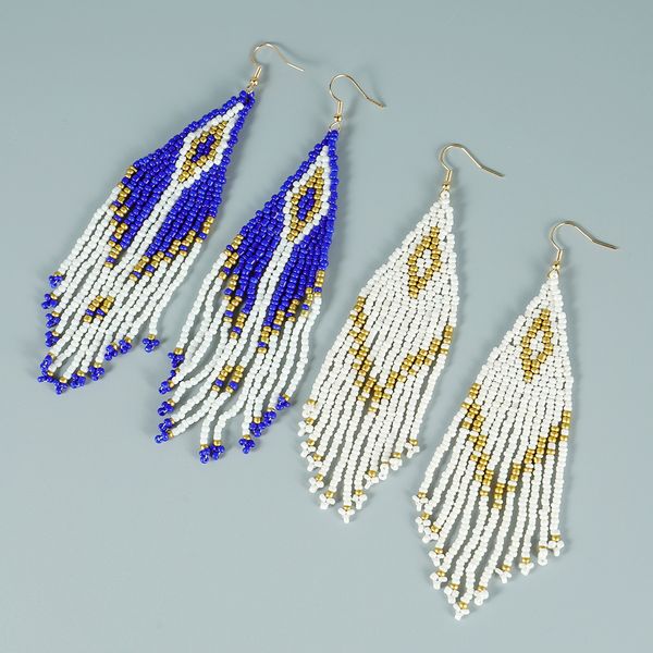 summer ethnic bohemian style earrings handwoven long tassel rice ball earrings, Silver
summer ethnic bohemian style earrings handwoven long tassel rice ball earrings, Silver