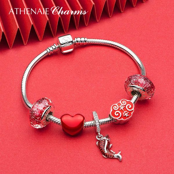 bangle athenaie 925 sterling silver red enamel chinese good fortune carp fish new year bless charms bracelet, Black
bangle athenaie 925 sterling silver red enamel chinese good fortune carp fish new year bless charms bracelet, Black
