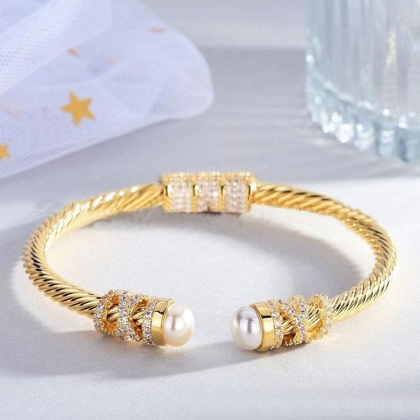 bangle new 2022 wholesale gold plated fashion cubic zircon pearl women cuff bangles, Black
bangle new 2022 wholesale gold plated fashion cubic zircon pearl women cuff bangles, Black