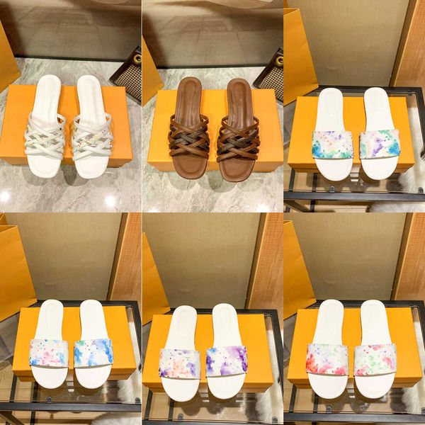 23ss multicolors revival flat mules slipper woman slides sandals designer shoes tie dye criss cross waterfront flower print letter leather l, Black
23ss multicolors revival flat mules slipper woman slides sandals designer shoes tie dye criss cross waterfront flower print letter leather l, Black