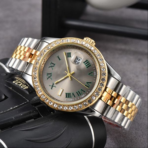 gold mens watch with diamond 41mm date 904l stainless steel high-quality scratch resistant reinforced glass luxury designer watch montre de, Slivery;brown
gold mens watch with diamond 41mm date 904l stainless steel high-quality scratch resistant reinforced glass luxury designer watch montre de, Slivery;brown
