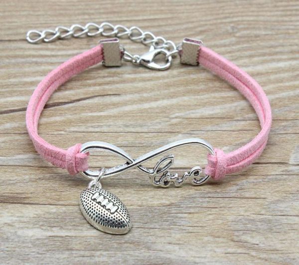 infinity love football charm suede leather bracelets pink red black gifts for women men sports team bracelets jewelry7930103, Golden;silver
infinity love football charm suede leather bracelets pink red black gifts for women men sports team bracelets jewelry7930103, Golden;silver