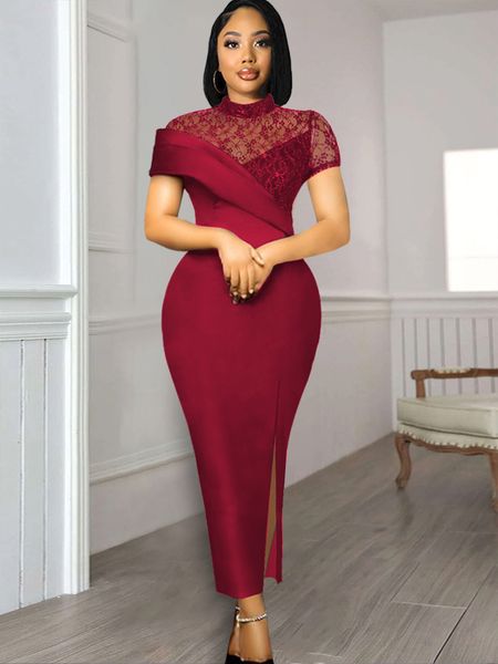 basic casual dresses black long prom high neck lace patchwork bodycon women evening cocktail club party african gowns slit outfits 2023 2305, Black;gray
basic casual dresses black long prom high neck lace patchwork bodycon women evening cocktail club party african gowns slit outfits 2023 2305, Black;gray