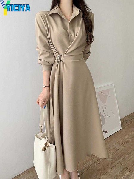 yiciya casual dresses women single breasted side lace up shirt dress long sleeve solid color elegant 2023 spring autumn vestido, Black;gray
yiciya casual dresses women single breasted side lace up shirt dress long sleeve solid color elegant 2023 spring autumn vestido, Black;gray