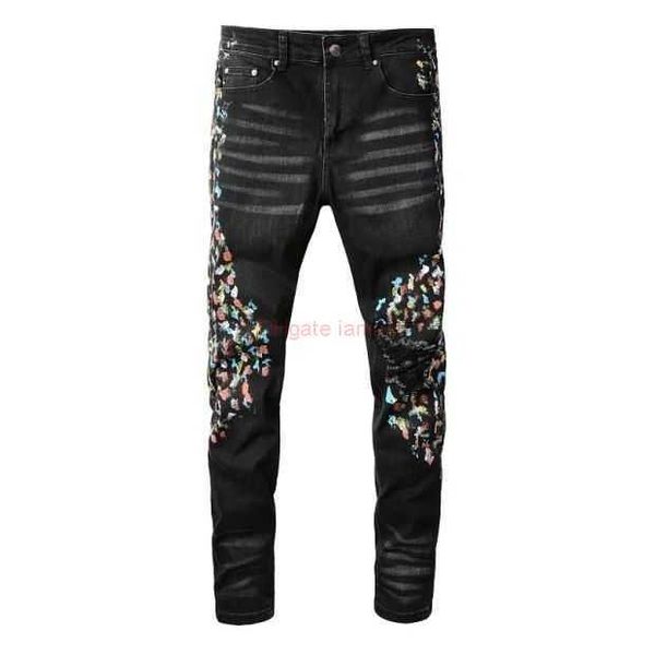 clothing amires designer jeans denim pants 865 high street fashion brand amies popular micro elastic knife cut holes paint splashing flowers, Blue
clothing amires designer jeans denim pants 865 high street fashion brand amies popular micro elastic knife cut holes paint splashing flowers, Blue
