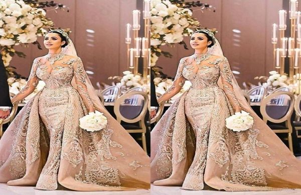 new arabic dubai long sleeve wedding dress gorgeous high neck 2020 mermaid lace appliques detachable train bridal gown vestido de 7068802, White
new arabic dubai long sleeve wedding dress gorgeous high neck 2020 mermaid lace appliques detachable train bridal gown vestido de 7068802, White