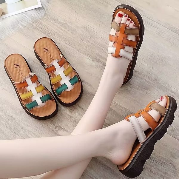 leather slippers female fashion new outdoor all-match anti-slip soft sole wear-resistant beach sandals, Black
leather slippers female fashion new outdoor all-match anti-slip soft sole wear-resistant beach sandals, Black