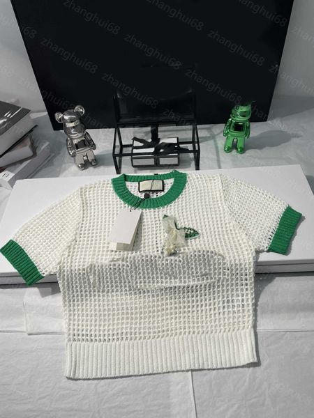 23ss womens designer clothing womens knits color combination embroidered beads sticky drill hollowed out pullover short sleeve knitted women, White
23ss womens designer clothing womens knits color combination embroidered beads sticky drill hollowed out pullover short sleeve knitted women, White