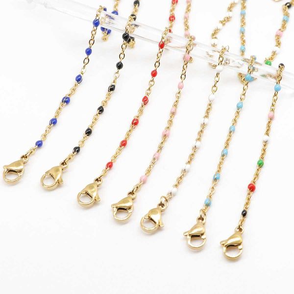 anklets new 304 stainless steel enamel anklet gold color mixed enamel color for women girl 23cm(9") long 1 piece g220519, Red;blue
anklets new 304 stainless steel enamel anklet gold color mixed enamel color for women girl 23cm(9") long 1 piece g220519, Red;blue