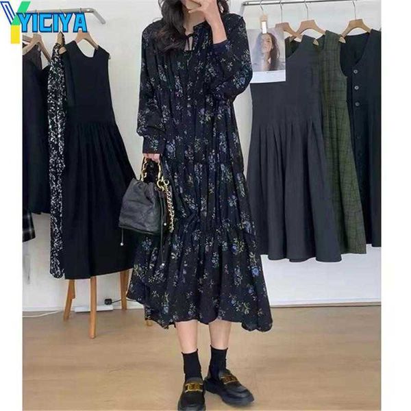 yiciya casual dresses 2023 summer korean fashion with long-sleeved floral dress women's v-neck design sense bottom women elegant luxury, Black;gray
yiciya casual dresses 2023 summer korean fashion with long-sleeved floral dress women's v-neck design sense bottom women elegant luxury, Black;gray