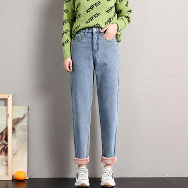 jeans jeans plus velvet thickening loose winter trend personality straight high waist harem pants winter warm daddy pants, Blue
jeans jeans plus velvet thickening loose winter trend personality straight high waist harem pants winter warm daddy pants, Blue