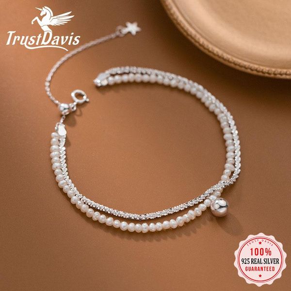 bangle trustdavis genuine 925 sterling silver double chain freshwater pearl layer babysbreath bracelet for women wedding jewelry db1046, Black
bangle trustdavis genuine 925 sterling silver double chain freshwater pearl layer babysbreath bracelet for women wedding jewelry db1046, Black