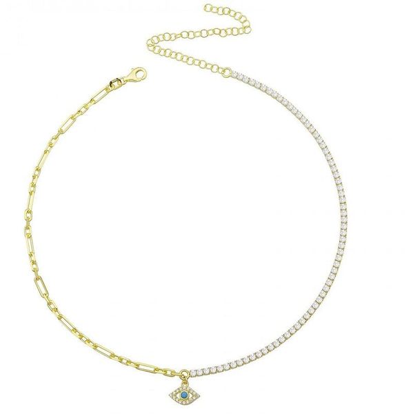necklaces new fashion women jewelry half paper clip slim cz tennis chain lucky turkish evil eye charm choker necklace, Silver
necklaces new fashion women jewelry half paper clip slim cz tennis chain lucky turkish evil eye charm choker necklace, Silver