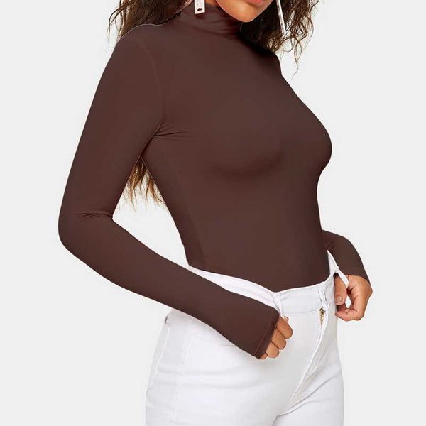 

Bottoming Women T Shirt Brand Summer Fashion Turtleneck Autumn and Winter Women's New Style Solid Color Brushed Long-sleeved T-shirt Basic Slim Y2k Top, Plush black