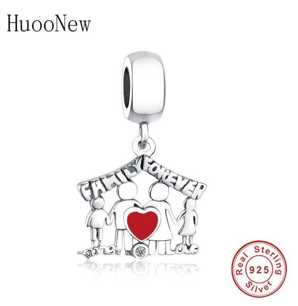 fit original pandora charm bracelet 925 sterling silver dad mom child hand cross house bead making family friend berloque 2019 q059904732, Black