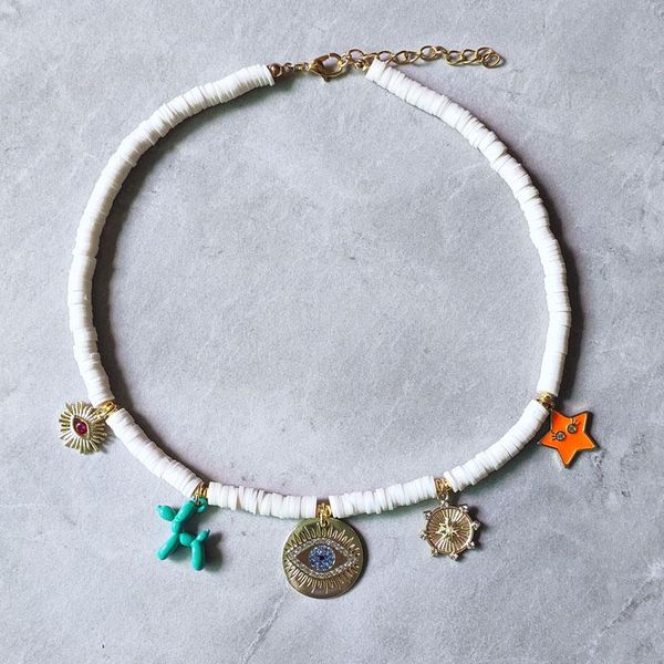 necklaces fashion classic soft ceramics polymer bead necklace inlaid zircon demon eye pendant collar women man delicate versatile accessor, Silver
necklaces fashion classic soft ceramics polymer bead necklace inlaid zircon demon eye pendant collar women man delicate versatile accessor, Silver