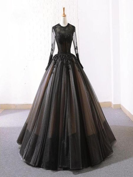 vintage black nude gothic wedding dresses with long sleeves jewel neck floor length non white bridal gowns with color custom made3810203
vintage black nude gothic wedding dresses with long sleeves jewel neck floor length non white bridal gowns with color custom made3810203