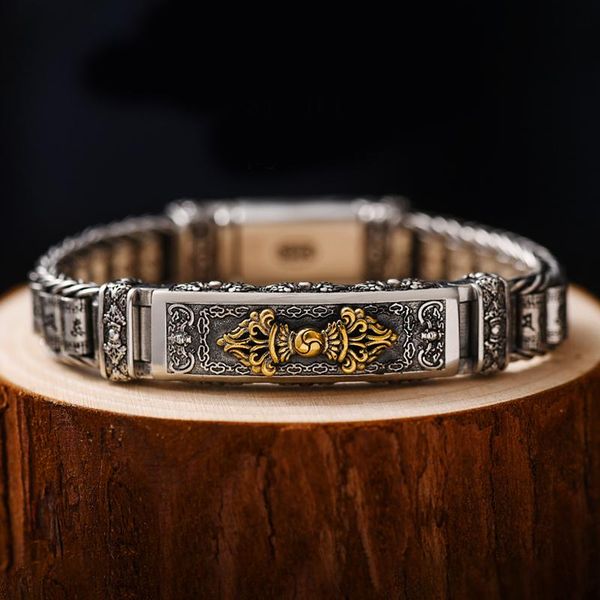bangle new vajra drop magic pestle silver bracelet men's retro buddhist sixcharacter mantra prayer wheel domineering handwoven, Black
bangle new vajra drop magic pestle silver bracelet men's retro buddhist sixcharacter mantra prayer wheel domineering handwoven, Black