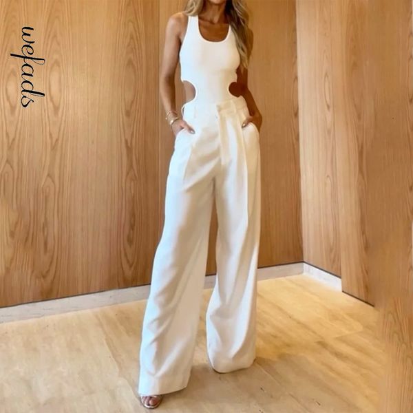 women s two piece pants wefad set casual solid sleeveless hollow out square neck slim tank loose wide legs sets streetwear 230522, White
women s two piece pants wefad set casual solid sleeveless hollow out square neck slim tank loose wide legs sets streetwear 230522, White