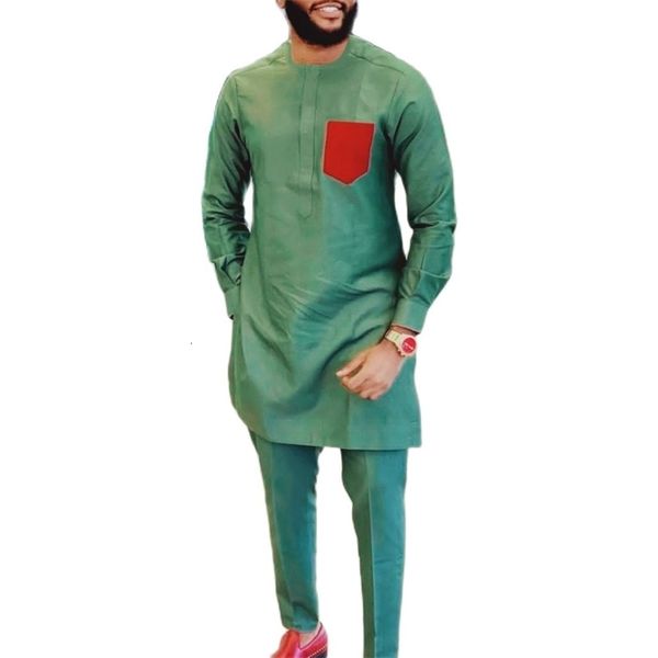 men's tracksuits red chest pocket shirts with elastic waist trousers nigerian fashion dark green groom suit african party set 230520, Gray
men's tracksuits red chest pocket shirts with elastic waist trousers nigerian fashion dark green groom suit african party set 230520, Gray