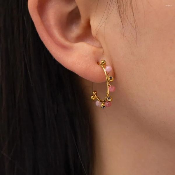 hoop earrings vintage natural stone for women creative cute c shape ladies stainless steel pendientes, Golden
hoop earrings vintage natural stone for women creative cute c shape ladies stainless steel pendientes, Golden