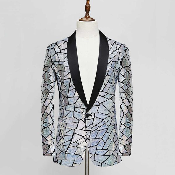 men's laser imitation lens sequin suit jacket shiny wedding party dinner dress singer host costume, White;black
men's laser imitation lens sequin suit jacket shiny wedding party dinner dress singer host costume, White;black