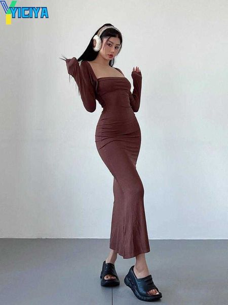 yiciya casual dresses square tvvovvin neck tight-fitting dress thin elegant fishtail long fashion women robe 2023 spring, Black;gray
yiciya casual dresses square tvvovvin neck tight-fitting dress thin elegant fishtail long fashion women robe 2023 spring, Black;gray
