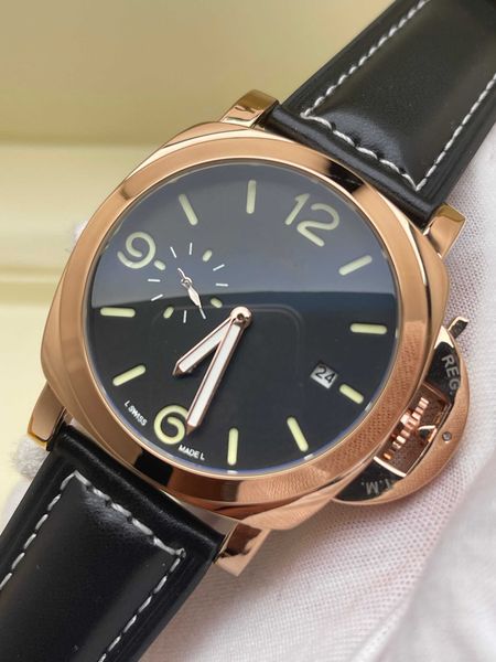 2023 men's business fashion watch pnh quartz watch rose gold dial sapphire mirror genuine leather strap watch gift watch, Slivery;brown
2023 men's business fashion watch pnh quartz watch rose gold dial sapphire mirror genuine leather strap watch gift watch, Slivery;brown
