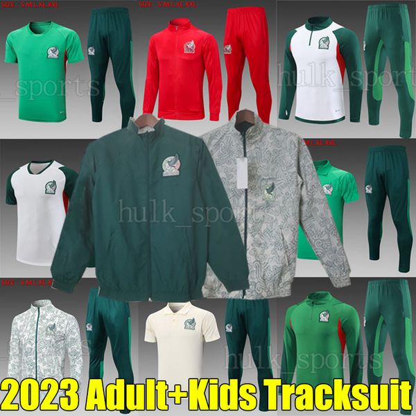 Image of 2023 Mexico soccer tracksuits H.LOZANO CHICHARITO RAUL LOZANO Hoodies Windbreaker Double Sided Jackets 22/23 survetement Training suit football jogging