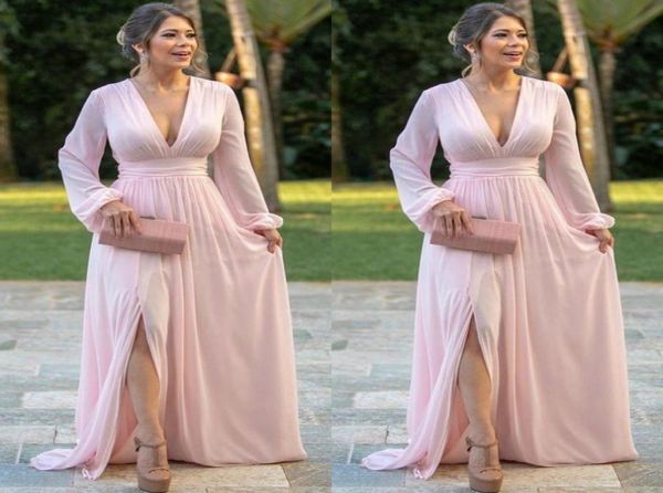 pink chiffon evening dresses deep v neck long sleeves prom dress side split a line bride party gowns6638876, Black;red
pink chiffon evening dresses deep v neck long sleeves prom dress side split a line bride party gowns6638876, Black;red