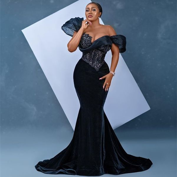 2023 amvca aso ebi mermaid velvet prom dress beaded stylish evening formal party second reception birthday engagement gowns dress robe de so, Black
2023 amvca aso ebi mermaid velvet prom dress beaded stylish evening formal party second reception birthday engagement gowns dress robe de so, Black
